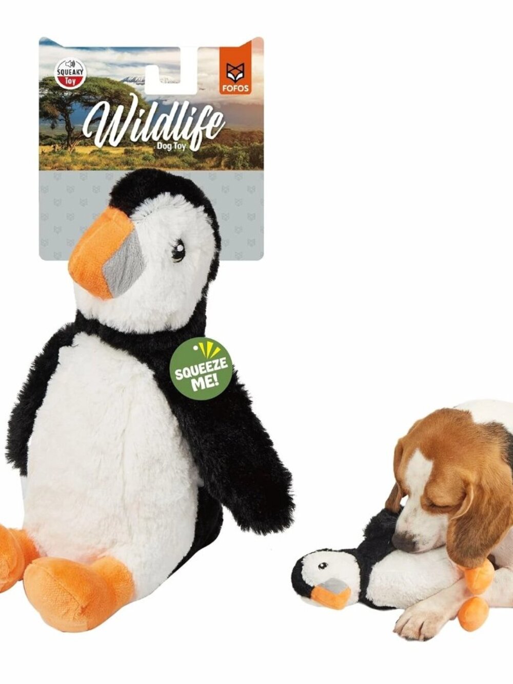 FOFOS Wildlife Plush Squeaky Dog Toy - Penguin - NWT